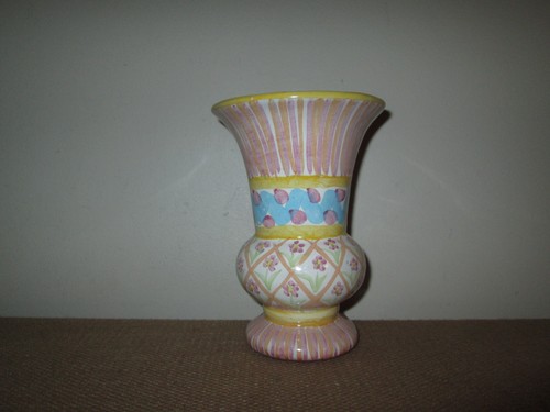 Vintage MACKENZIE CHILDS Taylor Summer Frock handbemalte Keramik Vase * nicht mehr produziert - Bild 4 von 6