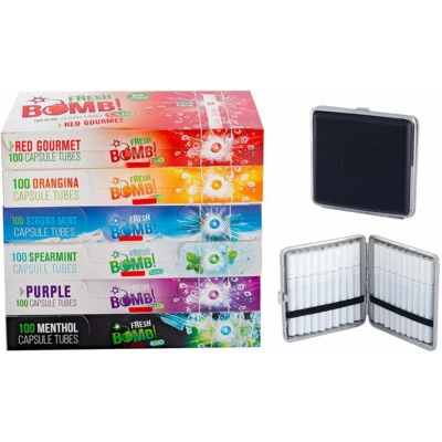 6 Boxen Fresh Bomb Mix Click Hülsen mit Aromakapsel inkl. Zigarettenetui