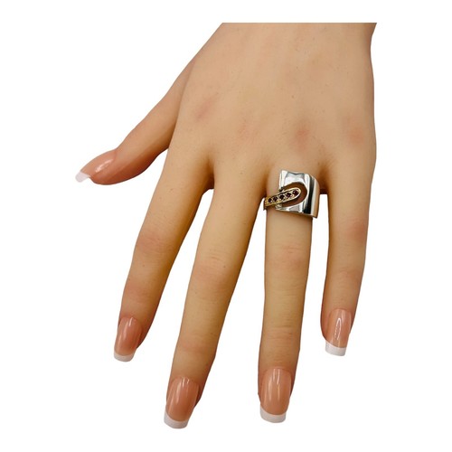 Natural Pink Red Ruby Modernist Sterling Silver Gold Accent Ring 5.75 -5902 - Picture 7 of 8