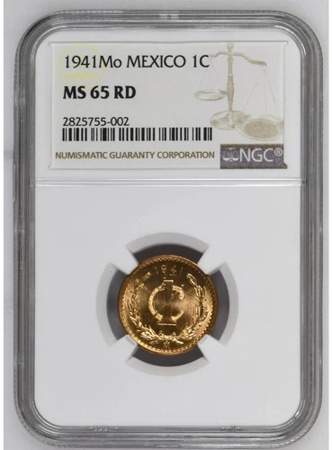 Mexico ✮ 1941 ✮ 1 Centavo ✮ NGC MS 65 RD ✮ Registry Coin ✮ Free S&H ✮