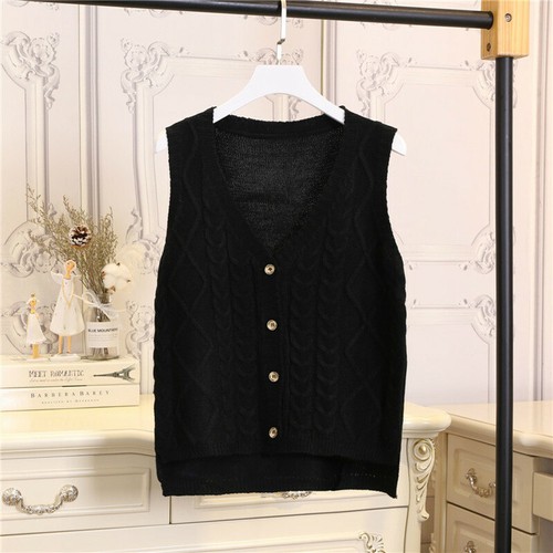 Women Cable Knit Vest Sweater Jumper Waistcoat Sleeveless Cardigan