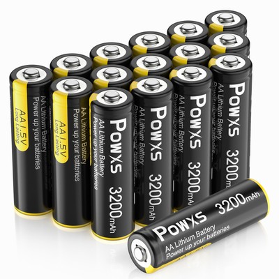 Powxs 1.5V AA   Li-ion  Lithium Battery power your Devices 16pcs count