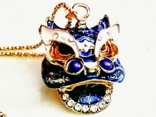 RHINESTONE  DRAGON NECKLACE! Sparkling Zodiac...