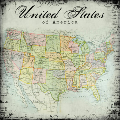 United States of American Map, scrapbook paper, 12x12'' - Scrapbook Customs 35004