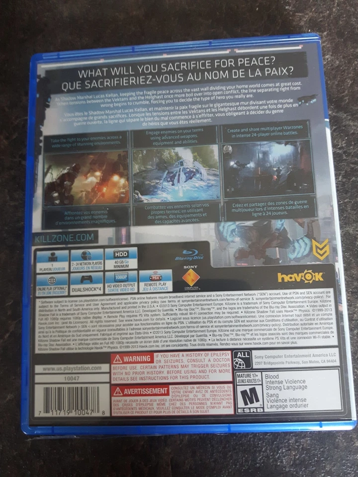 Killzone Shadow Fall 2013 PlayStation 4 PS4 Game No Manual Good Condition - Image 2 of 2
