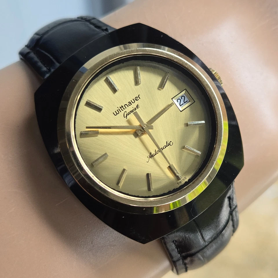 Vintage Wittnauer Geneve men's automatic watch C11AF 17 Jewels Ceramic 1970s - Image 2 of 4