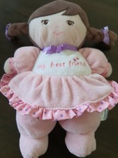 Garanimals My Best Friend Brunette Plush Pink Stuffed Doll Rattle 8" 2014