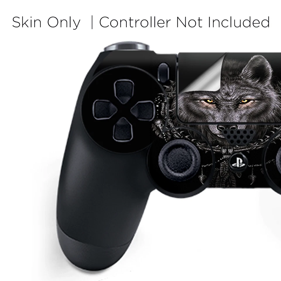 Skins Decal Wrap for PS4 / PS4 Pro Controller - Wolf dreamcatcher back white - Image 3 of 3