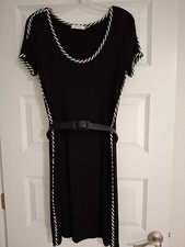 CALVIN KLEIN Belted SCOOP Neck Pullover DRESS ~ Logo BELT Sz 6