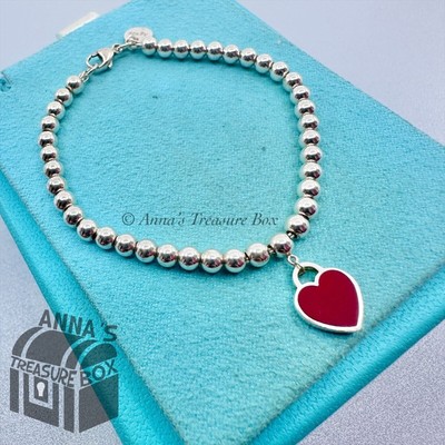 Tiffany 925 Silver Red Enamel Mini RTT Diamond