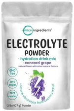 Micro Ingredients Electrolyte Powder 2lb – 139 Servings, Keto, No Sugar, Grape