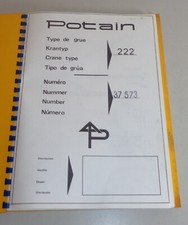 Betriebsanleitung / Mode d'emploi Potain GMR 222 A Kran / grue von 03/1972