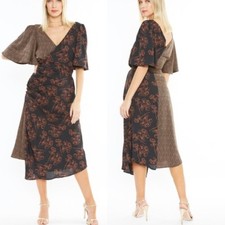 New 4SI3NNA Floral Flaresleeve Wrap Asymmetric Size M