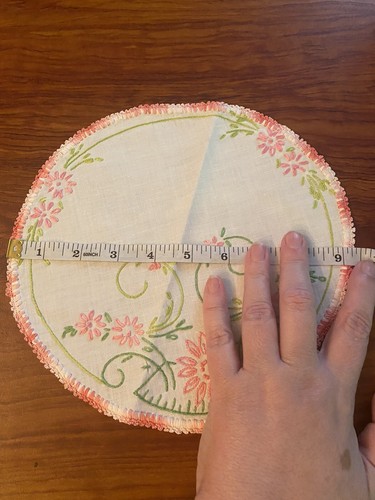 Vintage Round Doily Pink Crochet Trim Linen Embroidery Floral Handmade - Picture 8 of 10