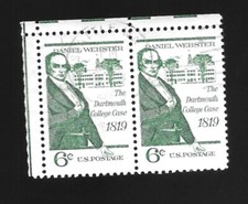 daniel webster stamp 6 cent used pair , Dartmouth College Case 1819,