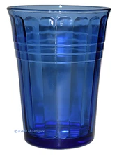 Hazel Atlas Moderntone Cobalt Ribbed Water Tumbler