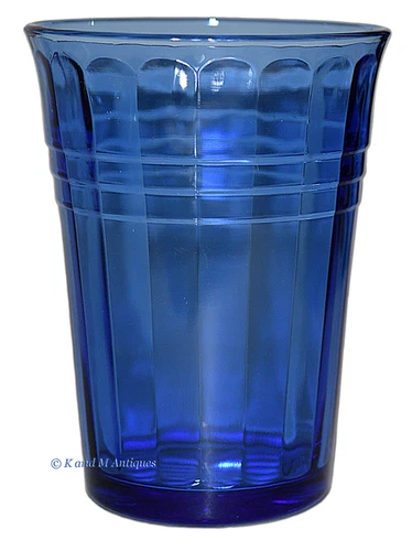 Hazel Atlas Moderntone Cobalt Ribbed Water Tumbler