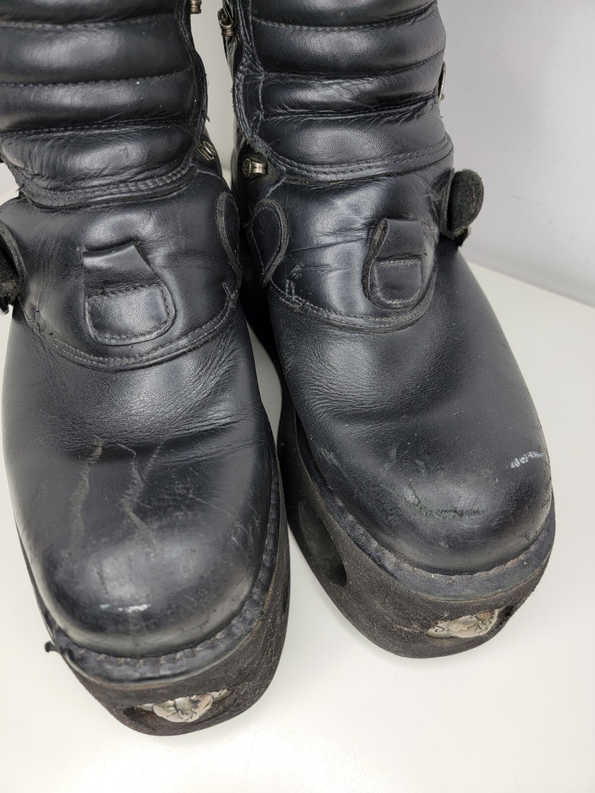 GBX By New Rock Planet Leather Boots With Springs Goth Emo Punk 