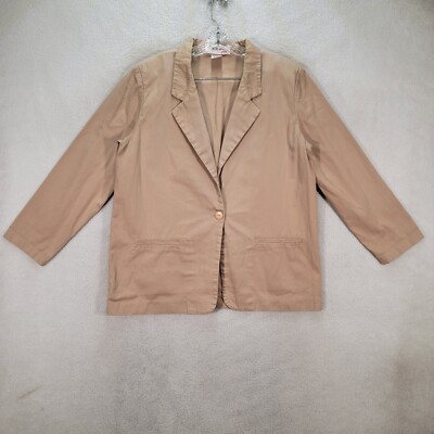 Vtg Tower Hill Sport Beige Cotton Collar Classic Coat Womens