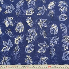 Blue Leaves Branches Unbranded BATIK Cotton Fabric FAT QUARTER 18" x 22"