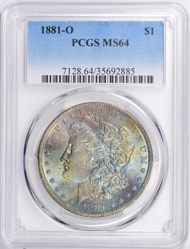 1881-O Morgan Silver Dollar PCGS MS64 (Toned) 7128.64/35692885   #7-1