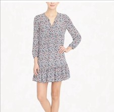 J.CREW Factory NWT $89 Darling Floral Flounce Ruffle Hem Lined Dress Size XS