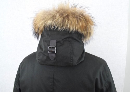 HACKETT Arctic Down Parka Coat Size Large 40/42 Coyote Fur Hood 50/52 Padded - Picture 13 of 24