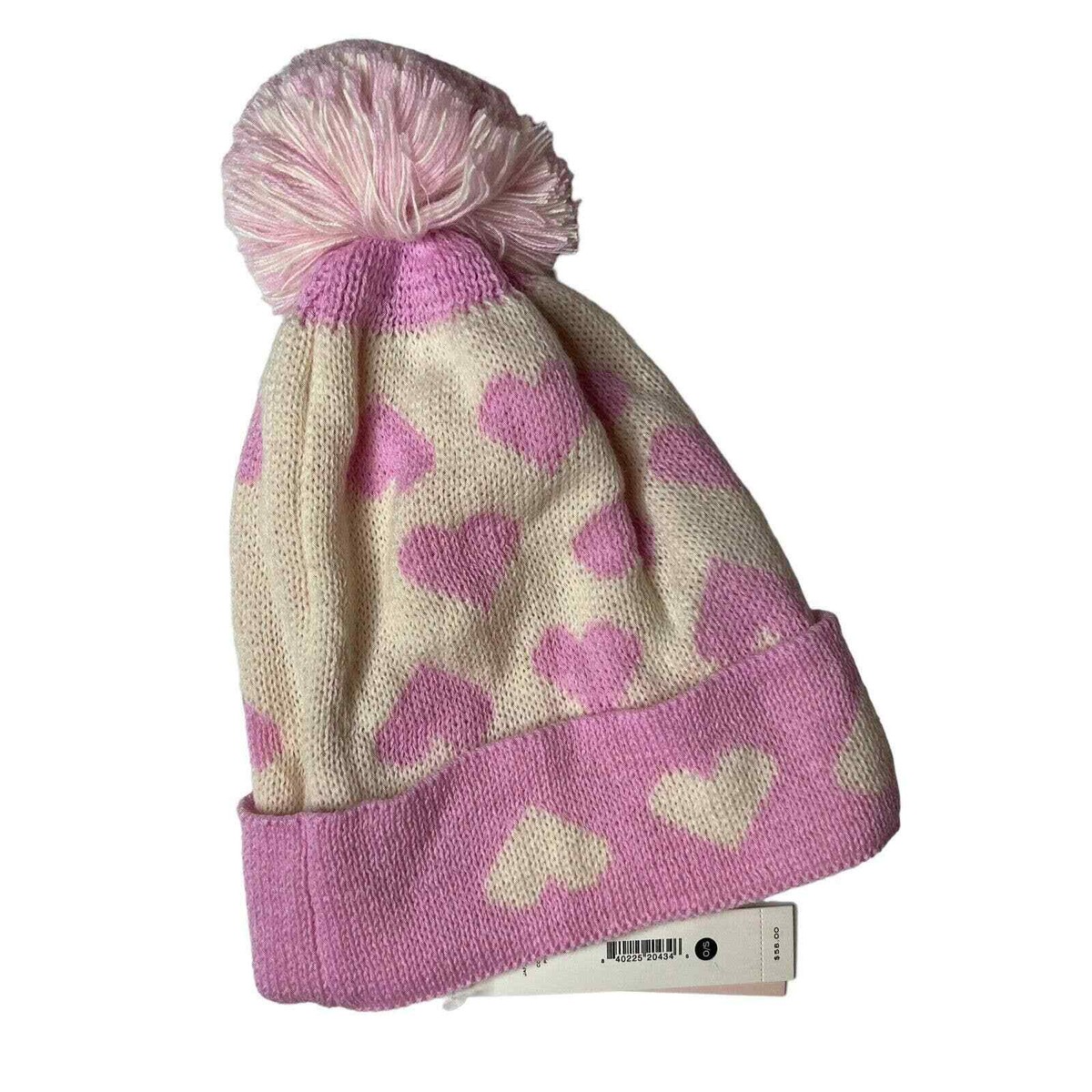 Aqua Heart Jacquard Cuffed Hat Pink New | eBay