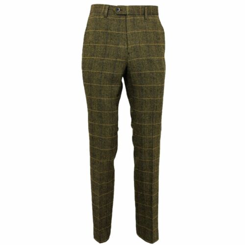 Mens Big Tall Cavani Tweed Check Formal Smart Trousers Pants Albert - Tan Brown  - Afbeelding 1 van 2