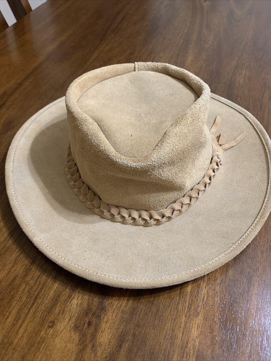 Mooroombah Men’s Brown Suede Leather Bush Hat Australian Bush Hat Co Size  Medium