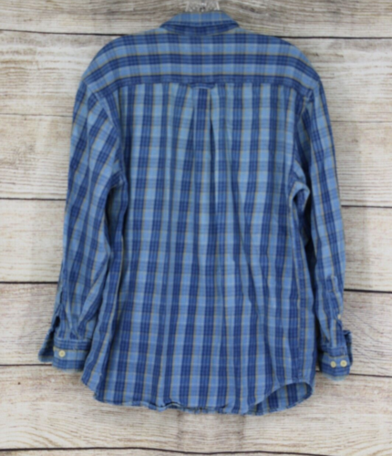 Basic Editions Vintage Mens Button Down Denim Check Shirt Size Medium Blue - Picture 4 of 5