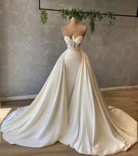 Luxury Ivory Mermaid Sweetheart Wedding Dresses with Detachable Train Bridal