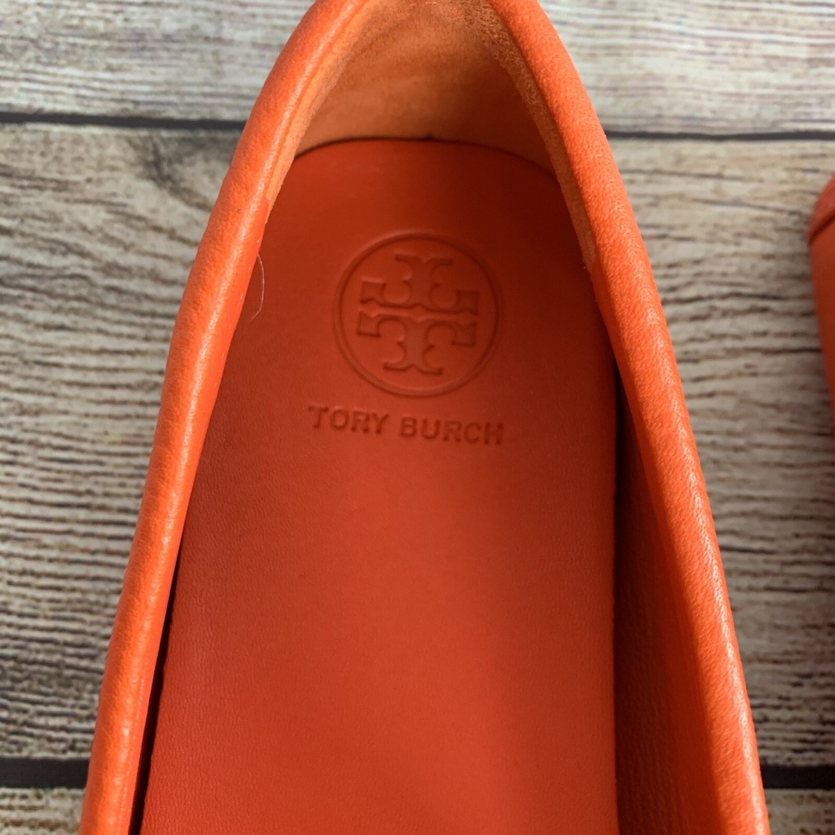 NIB TORY BURCH LOWELL 2 DRIVER TUMBLED LEATHER SPICY ORANGE 7.5 | eBay
