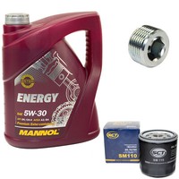 MotoröL ÖLfilter SM110 5W30 5Liter + ÖLablassschraube FüR Lancia Dedra 835