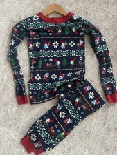 Hanna Andersson Kids Pajamas Size 5 Christmas Gnome Navy Blue Organic Cotton