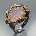 Handmade 12 ct+ Natural Rose Quartz Ring 925 Sterling Silver Size 7.5 /R482348