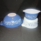VINTAGE Pyrex COLONIAL MIST Blue White Flowers Casserole Dish Mixing Bowl Set 3