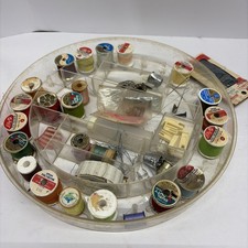 Vintage spools of thread - buttons- thimbles, and more