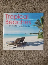 2025 Tropical Beaches 16 Month Calendar 20" X 11" open