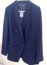 J.CREW 365 Women s Double Breasted Blazer Size 4 Black New Office Preppy Luxury