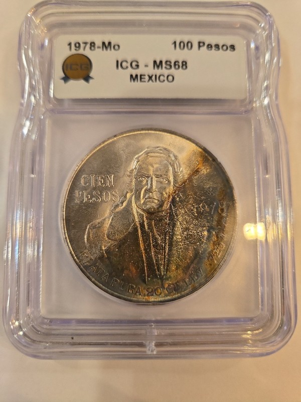 1978-Mo Mexico 100 Pesos Silver ICG MS68 (Absolutely Amazing Toning!!!)