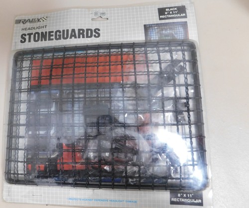 Rally 8"x11" Headlight Stoneguards No 4498 Black Rectangular Grill Metal NOS VTG