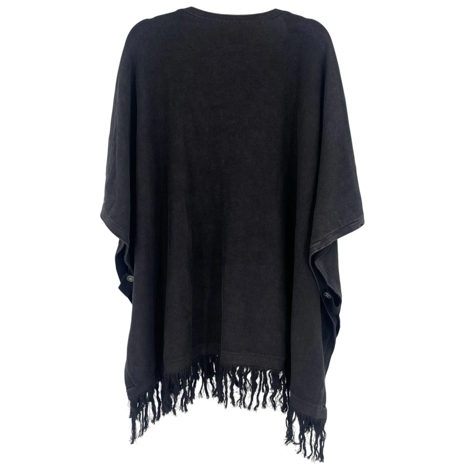 Joes Jeans Collection Size Small Black Poncho Sweater Cotton Fringe Pockets Boho - Изображение 2 из 4