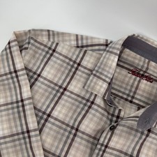 Tasso Elba Mens Plaid Office Wear Preppy Long Sleeve Button Up Shirt XL