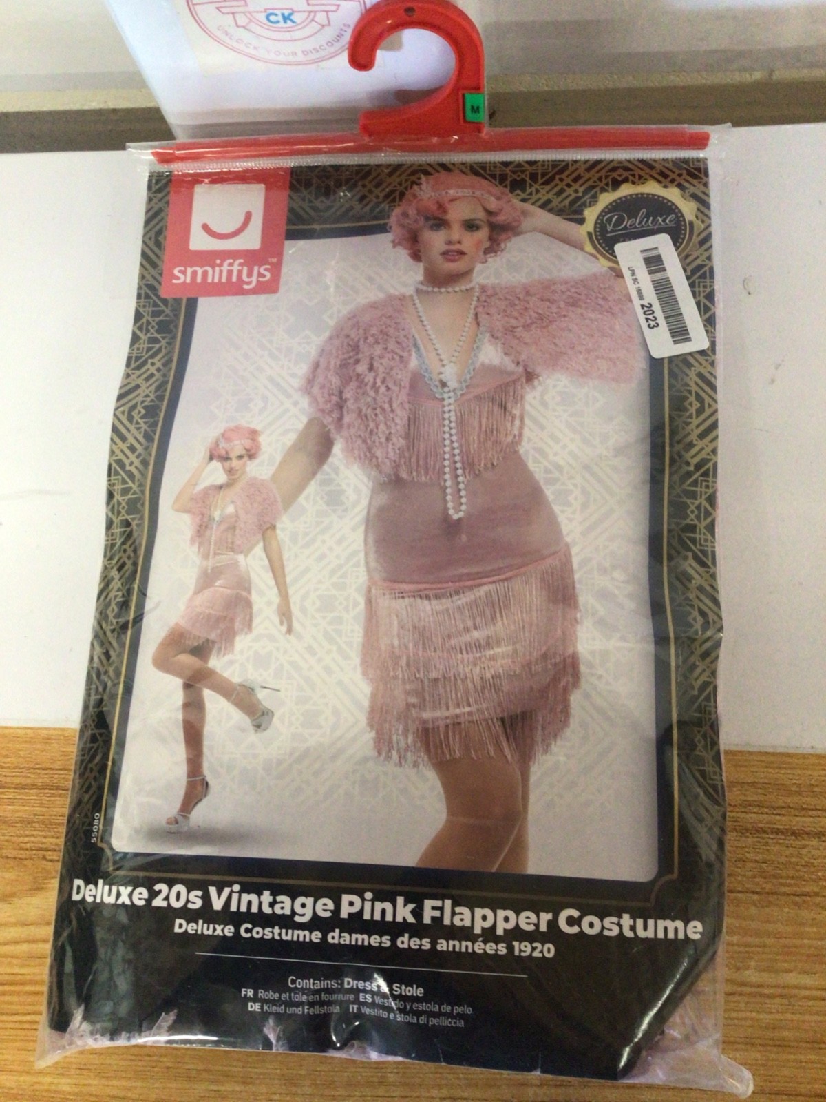 Smiffy's Womens Deluxe 20S Vintage Pink Flapper Fancy Dress Costume (Size 16-18) - Image 2