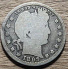 1897 Barber Silver Quarter In Good Condition
