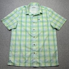 Columbia Slack Tide Camp Shirt Mens Small Green Plaid Fishing Short Sleeve