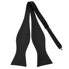 Mens Black Solid Self Bow Tie Jacquard Woven Silk Bow Ties