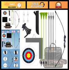45" Archery Bow Set for Teens  Youth - Complete Kit with 6 Arrows, Target  Qui