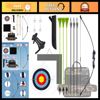 45'' Archery Bow Set for Teens & Youth - Complete Kit with 6 Arrows, Target & Qui
